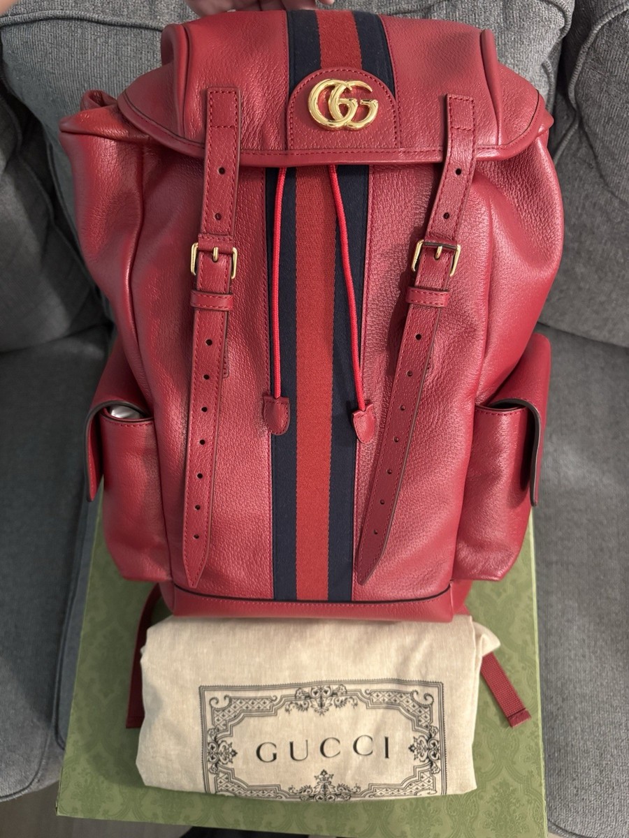 GUCCI OPHIDIA GG MEDIUM BACKPACK IN RED *NEW With Box  display picture 1