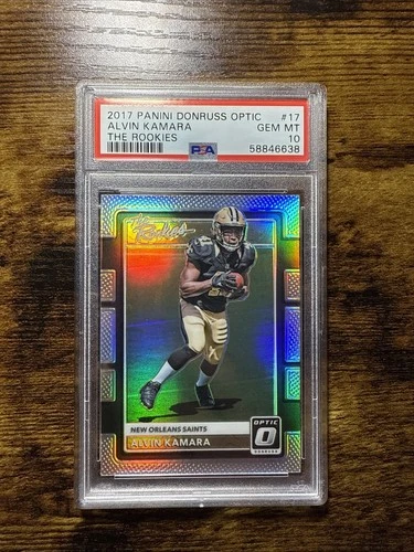 2017 PANINI DONRUSS OPTIC ALVIN KAMARA ROOKIE THE ROOKIES PRIZM #17 PSA 10