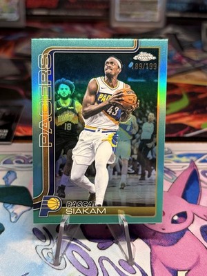 2025-26 Topps Chrome Update Pascal Siakam #27 Aqua Refractor /199 Pacers