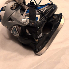 Jackson J1 Youth Adjustable Ice Skates Black/Gray/Blue Hard Shell Lace