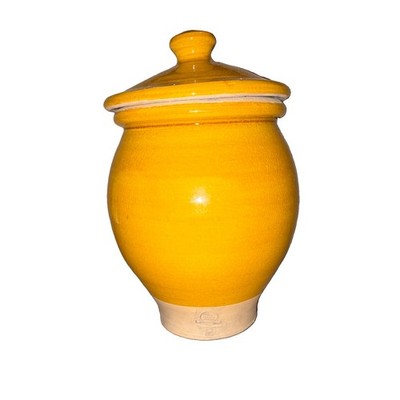 Vintage 1992 Rowe Pottery Works Yelloware Canister Jar with Lid Cambridge WI 10''