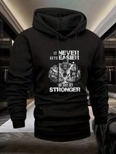 Men's Print Hooded Sweatshirt - Winter Warm Gym  Casual Pullover with Hood, for