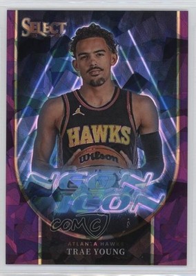 2023 Panini Select Neon Icons Purple Cracked Ice Prizm 31/75 Trae Young #18 0eo6