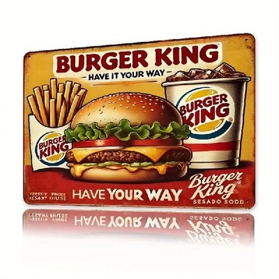Blechschild Burger King Fastfood Werbeschild 30x20cm Nostalgie Retro TEL1543