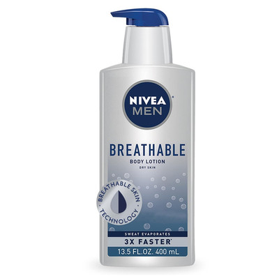 NIVEA MEN Breathable Body Lotion, 48 Hour Hydrating Lotion for Men, 13.5 Fl Oz B