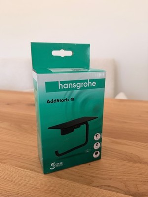 hansgrohe AddStoris Papierrollenhalter mit Ablage, schwarz matt