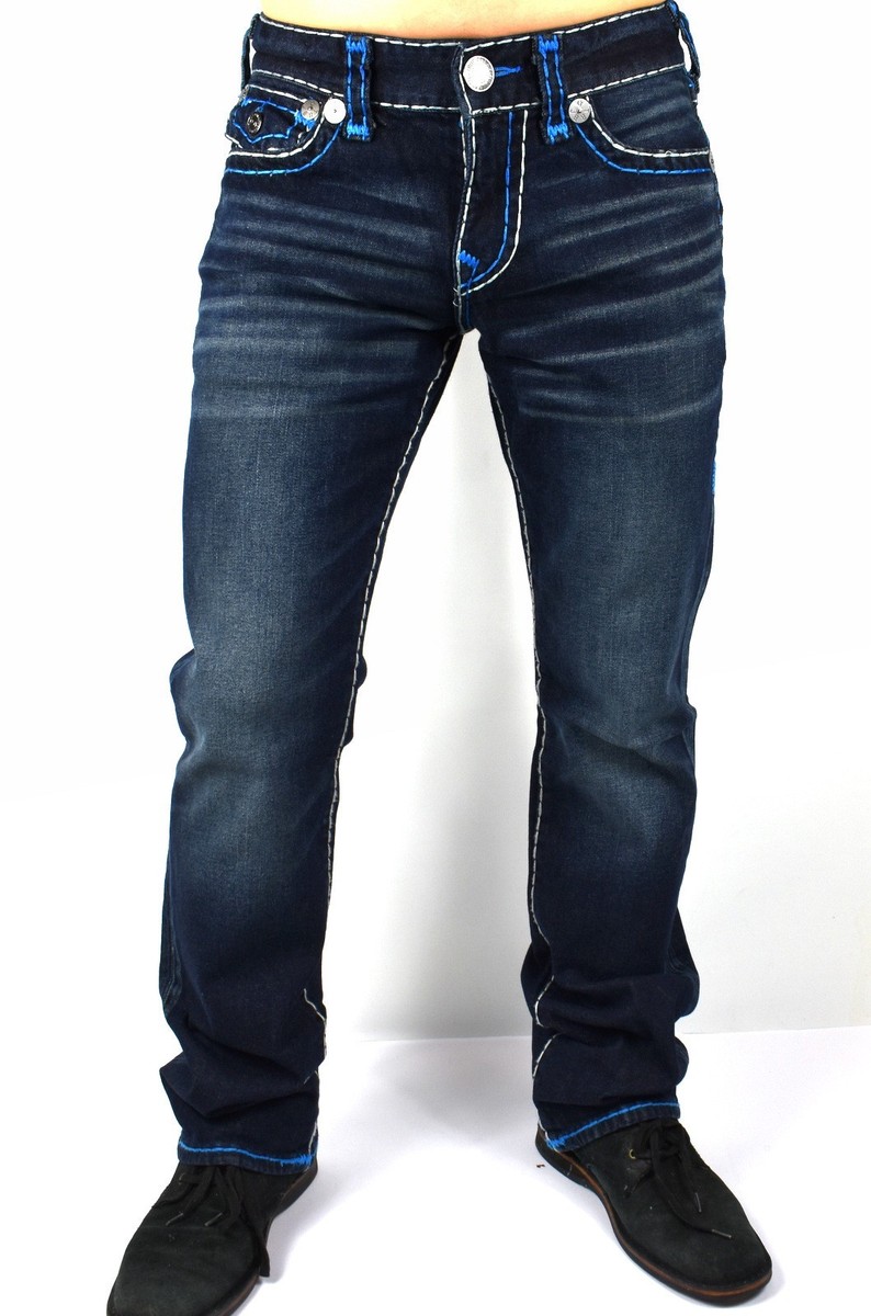 True Religion Men's Billy Relaxed Bootcut Dark Wash Super T Jeans