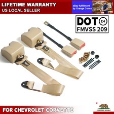 2 Set 3-point Retractable Shoulder Seat Belt Straps For Chevrolet Corvette Beige