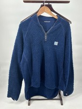 Vintage Helly Hansen fleece deep pile blue quarter zip Hiking 1970s Mens Large