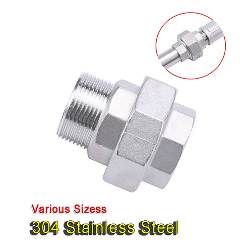 BSP Stainless Steel 304 Female Male Union Pipe Fittings 1/4" - 2" Connector - Foto 1 di 14