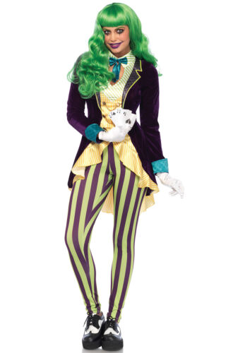 Déguisement adulte femmes tout neuf méchant tricheurs joker Batman clown jester - Photo 1 sur 8