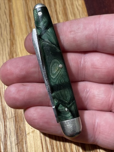 Vintage Remington R6635 2-Blade Green Swirl Celluloid Equal End Pen Pocket Knife - Picture 11 of 12