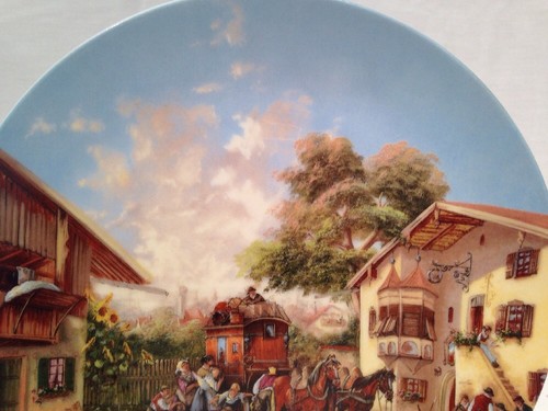 1986 Seltmann Weiden Ankunft der Postkutsche D7410 Porzellan Teller weiß - Bild 3 von 11