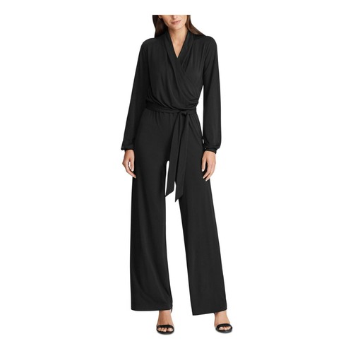 V Neck Wide Leg Evening Jumpsuit L 