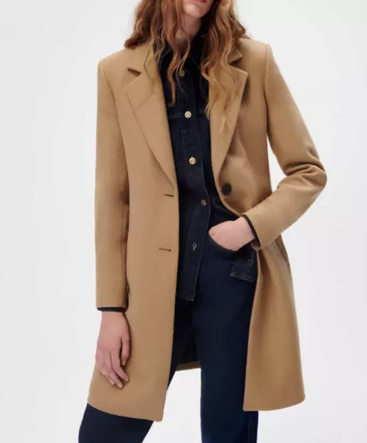 ZARA WOMEN NEW WOOL BLEND COAT MENSWEAR STYLE CAMEL 2411/289 2668/289 XS