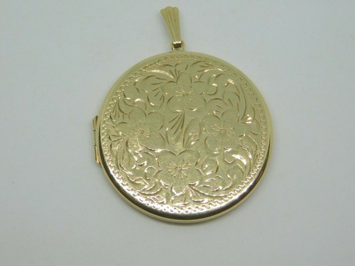 9ct Gold Large Round Patterned Locket 