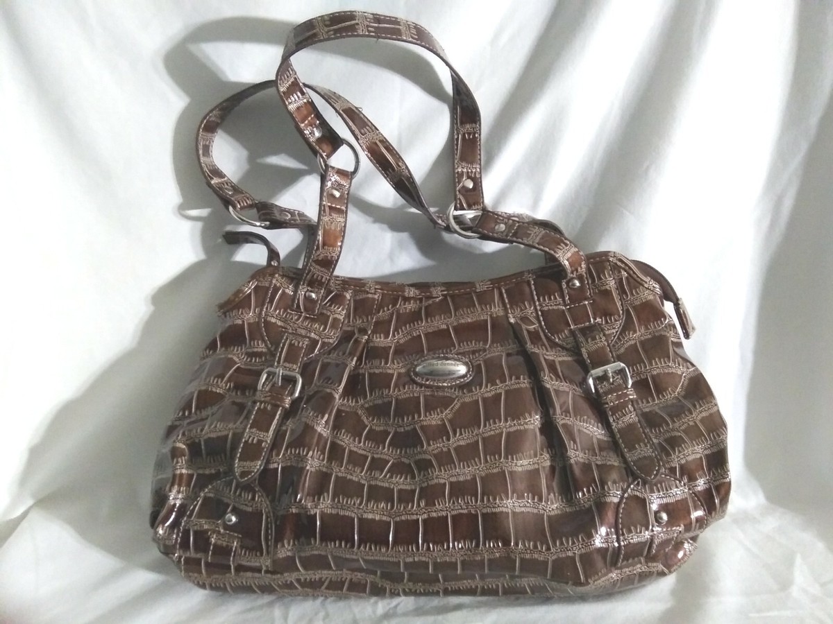 Alfred Dunner Brown Crocodile Pattern, Shiny Handbag: Pre-owned