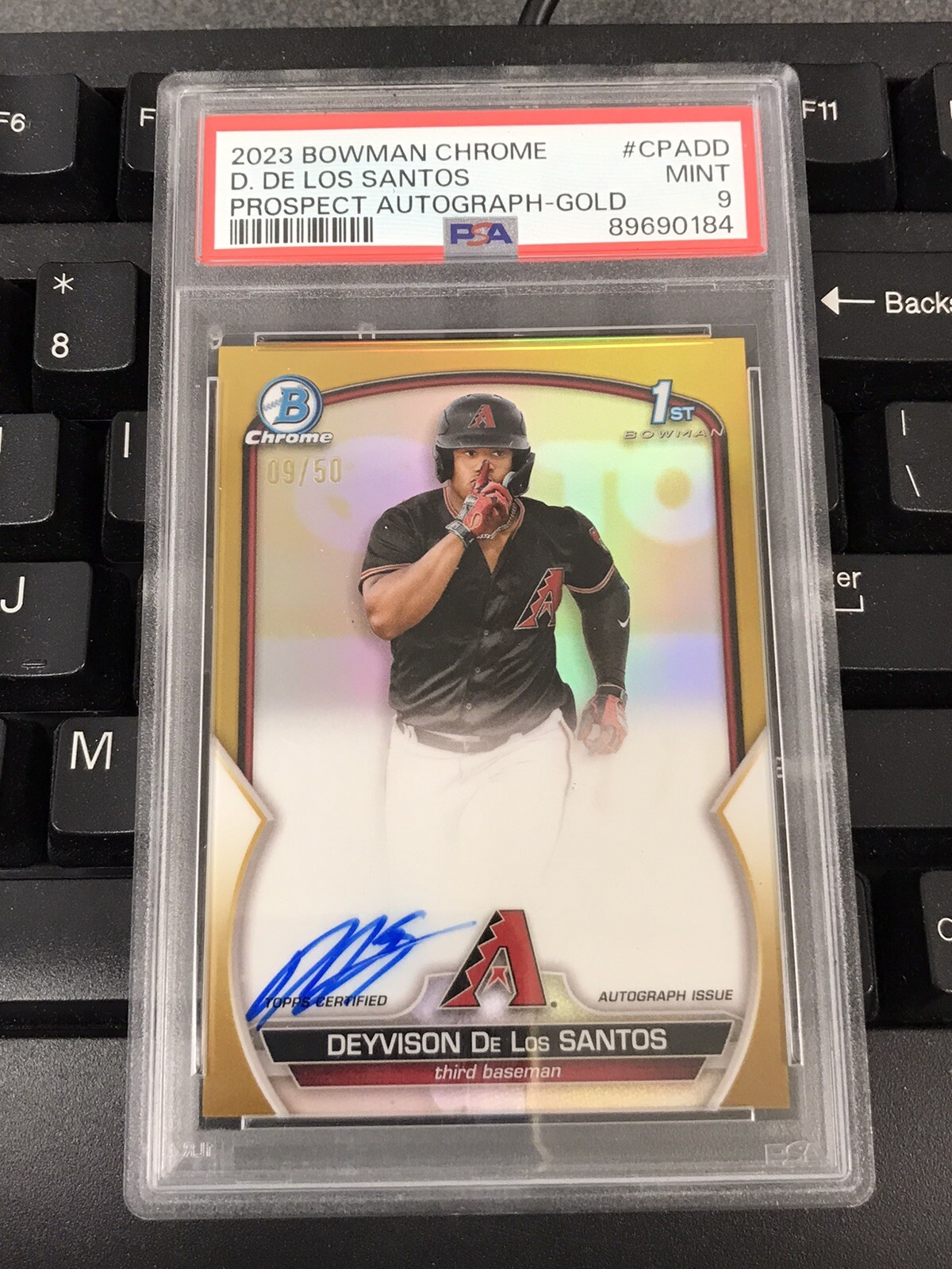 DEYVISON DE LOS SANTOS 2023 1st Bowman Chrome Auto /50 True Gold Refractor