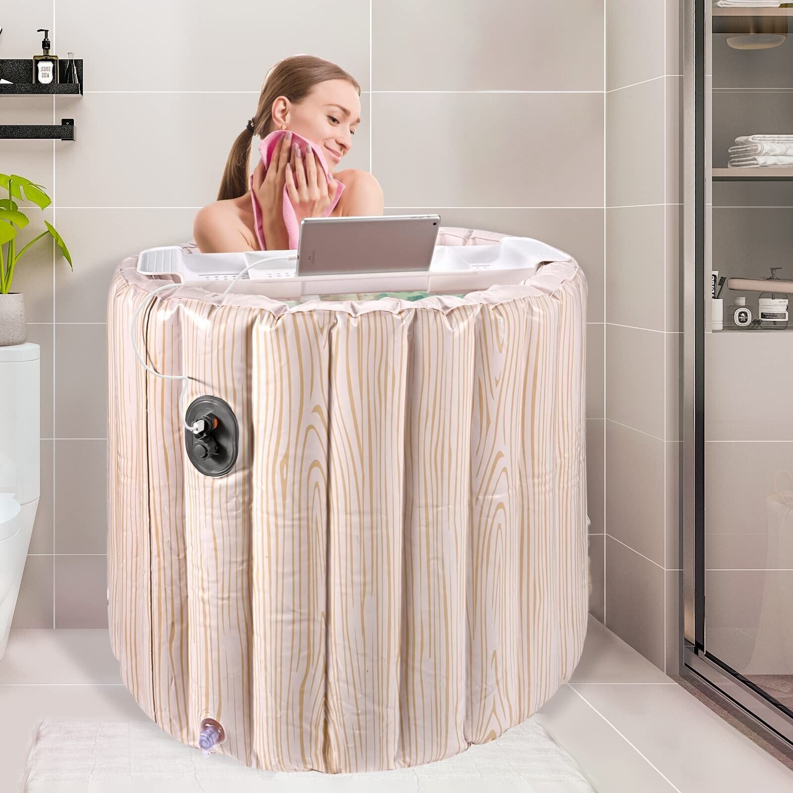 Automatische Aufblasbare Faltbare Badewanne mit Handy-Aufladung, SPA und Eisbad