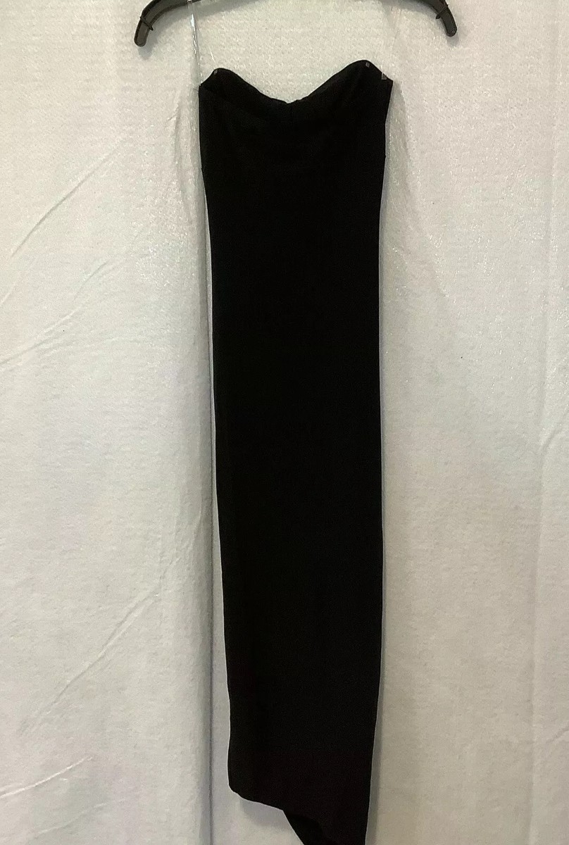 Fashionnova Womens Strapless Ruched Midi Pullover Black Bodycon Dress Sz  XSmall | eBay