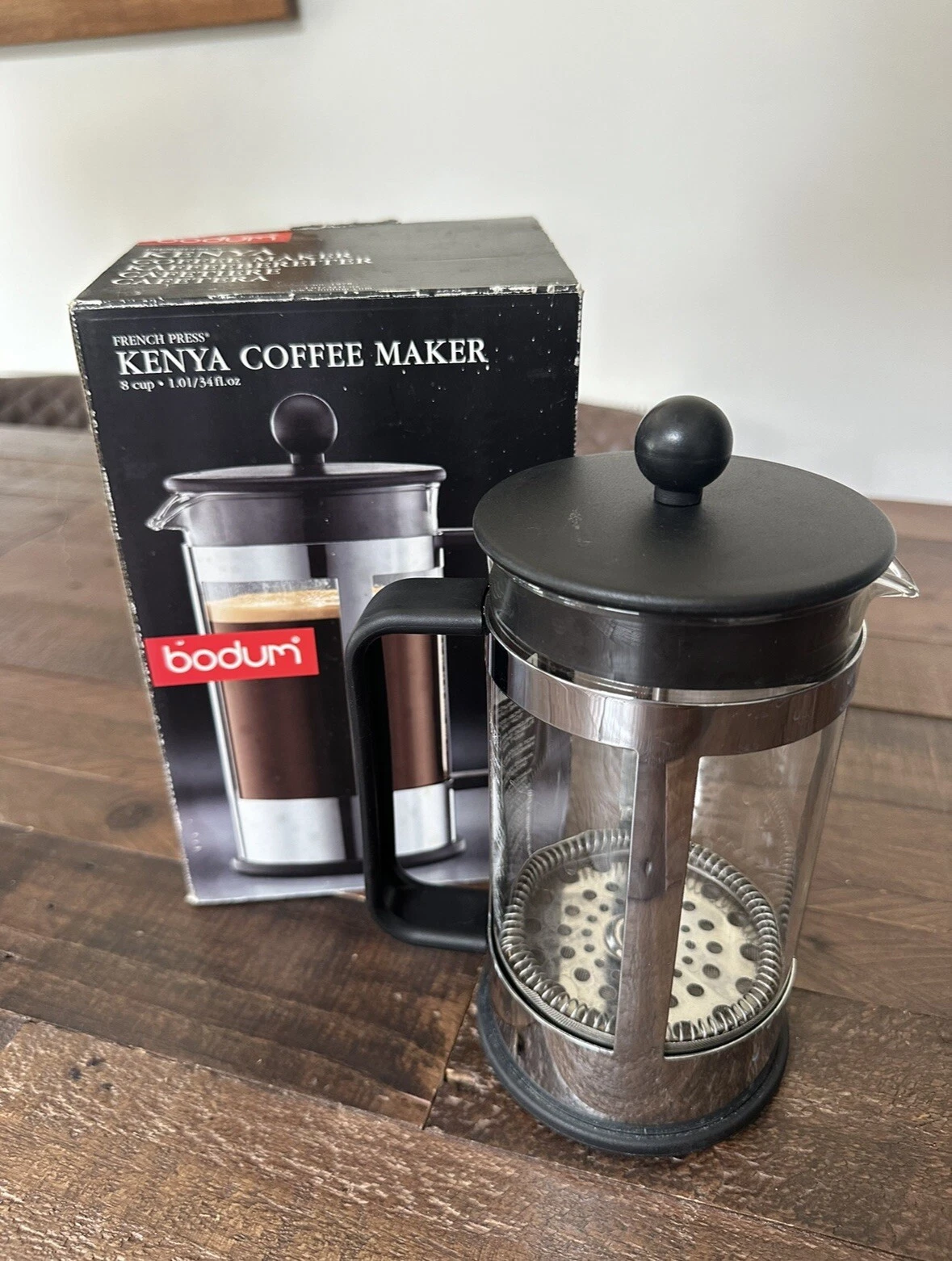 BODUM Kenya 8 Cup French Press Coffee Maker, Black, 1.0 l, 34oz