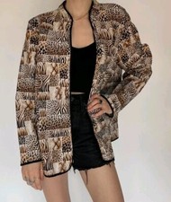 Alfred Dunner Animal Print Reversible Open Blazer Jacket 14P 14 Petite NEW Large