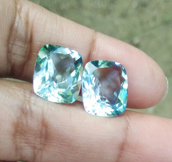 11x9mm. COJÍN VERDE AZULADO PARAIBA PIEDRAS PRECIOSAS SUELTAS_2 piezas Par Foto 2 de 4