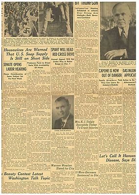 Original Newspaper Capone Shows Signs Improvement JANUARY 23 1947 0308213S B14