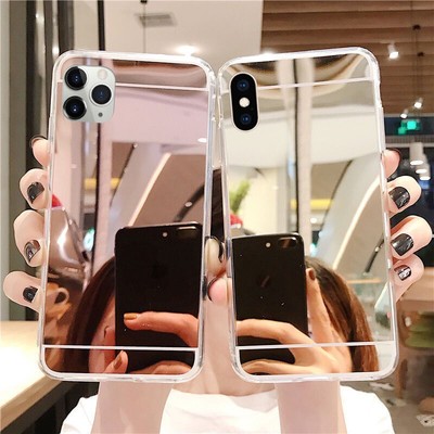 For iPhone 16 15 14 13 12 Pro Max 11 XS XR Luxury Mirror View Acrylic Case Cover