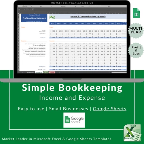 Google Sheets Simple Accounting Finance Bookkeeping Spreadsheet. Self Employed