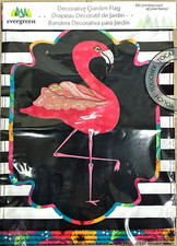 EVERGREEN 169273 FLAMINGO STRIPES FLOWERS GARDEN FLAG 12.5"X18" APPLIQUE