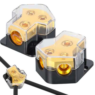 2 Way Power Ground Amp Distribution Block Car Audio Power Wire Splitter 0/2/4