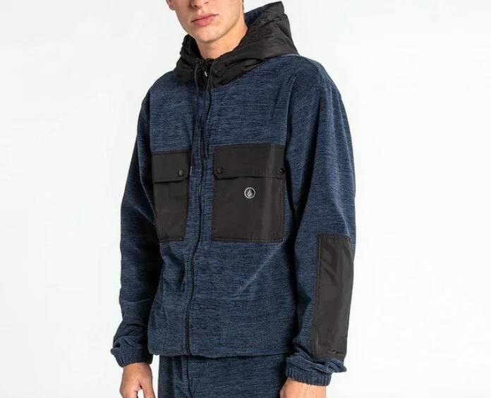 VOLCOM Men's YZZOLATER LINED Zip Hooded Fleece  NVY Size Meduim   NWT  LAST ONE - Image 4 of 4