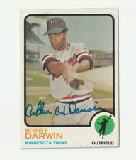 Bobby Darwin Autographed Signed 1973 Topps #228 Card Minnesota Twins Full Sig