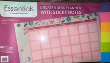 Pink Floral Undated Weekly Planner Desk Pad Notepad Pen 22x16  52 Sheets New