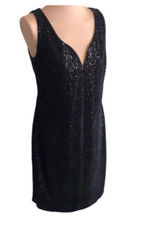 BLU SAGE SEXY LITTLE BLACK DRESS VELVET & SEQUINS SWEETHEART NECKLINE 12 NEW