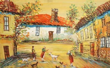 Vintage European impressionist oil painting signed