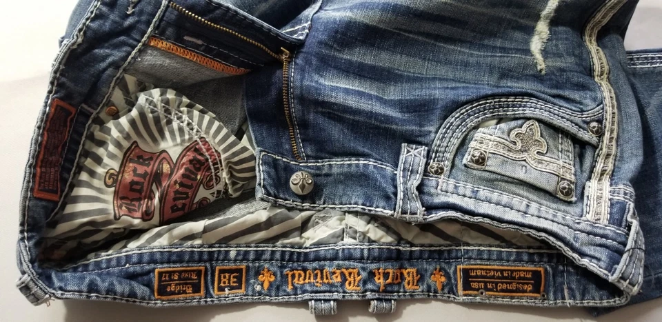 ROCK REVIVAL Men Bridge Rix St 17 Classic Cotton Denim Jean - 38x32 Blue EP9926E - Image 4 of 4