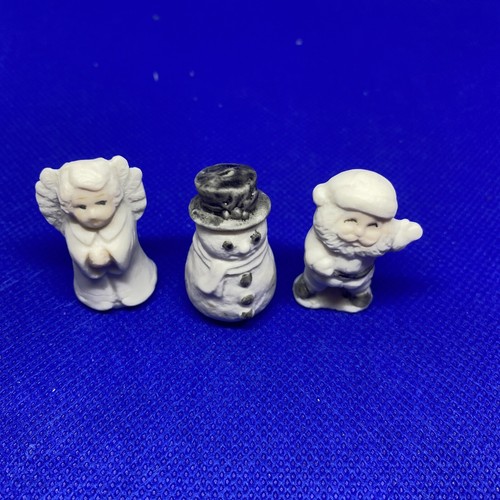 minature porcelaim santa, angel, and snowman Handmade By Adele Lloyd No Markings