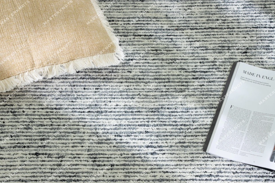 1.8x2.7m Hand Gewebt Hippie Bereich Wolle Teppiche Indisch Handmade Grau Striped - Bild 4 von 4