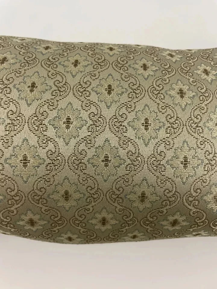 JC Penney Home Bolster PILLOW Old World Chocolate Brown Damask Fringed - Image 4 of 4