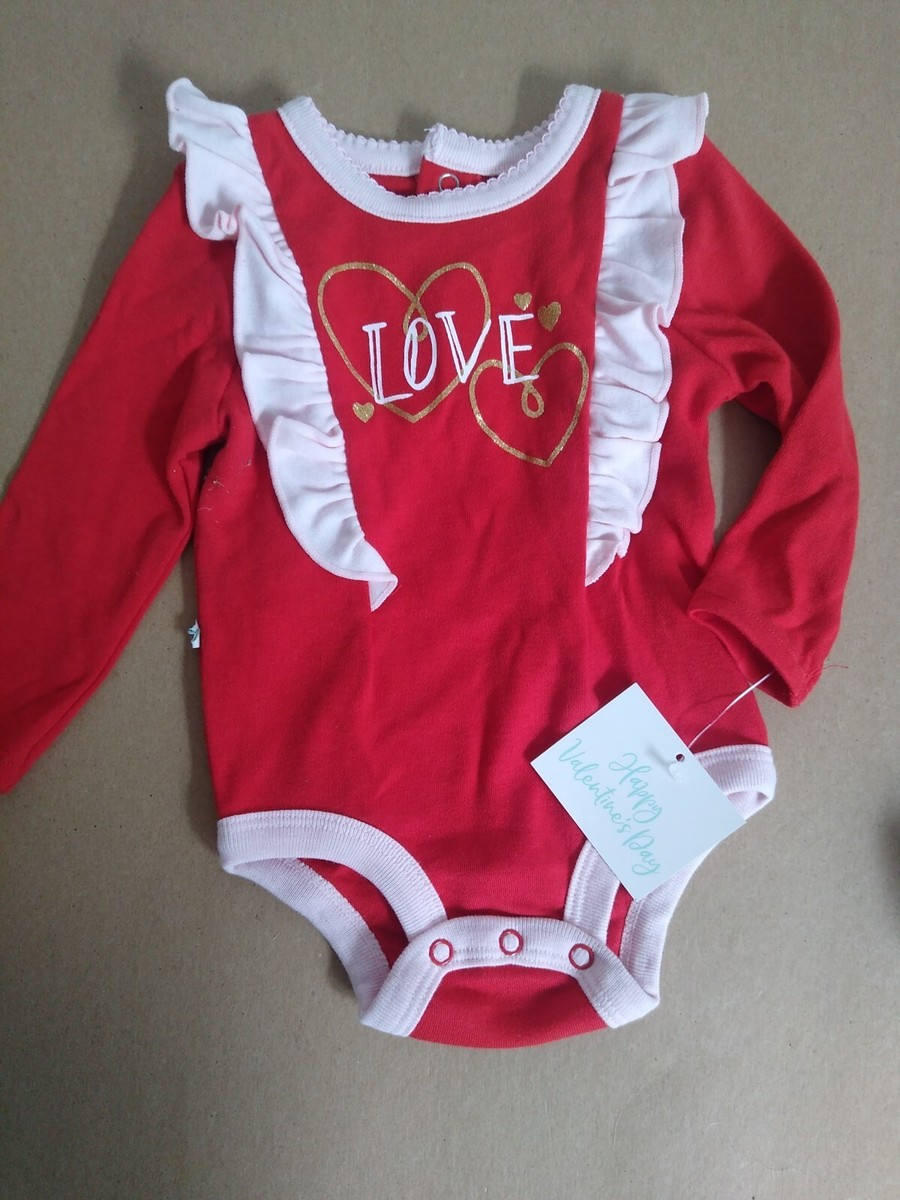 Happy Valentine's Day Girl Bodysuit Love Size 3-6M Color Red