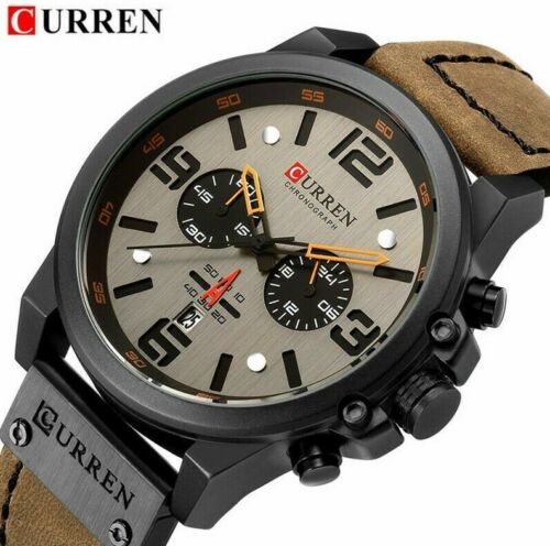 CURREN Orologio Uomo Militare Sport Cronografo Pelle Fanteria Reloj Para Hombre - Foto 2 di 25