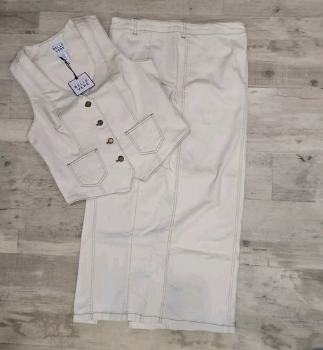 Belle Vere NWT Cream Button Down Jean Vest M MATCHING SKIRT Size M