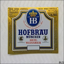 Hofbrau Hefe Weissbier Beer Label (BL5)