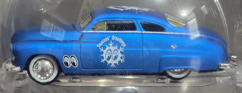 1949 MERCURY CUSTOM MOONEYES BLUE ORNAMENT M2 MACHINES WALMART EXCLUSIVE 1:64 - Image 3 of 3