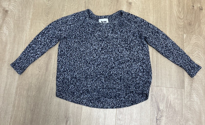 ACNE Ruth Twisted Sweater Knit Raglan Crewneck Contrast Stitch Blue size Medium