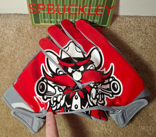 UNDER ARMOUR HIGHLIGHT NCAA TEXAS TECH RED RAIDERS PADDED FOOTBALL GLOVES XL GRY