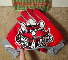 UNDER ARMOUR HIGHLIGHT NCAA TEXAS TECH RED RAIDERS PADDED FOOTBALL GLOVES XL GRY