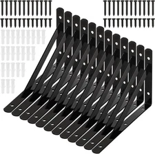 Hiceeden 12 Pack Heavy Duty Shelf Brackets, 8 in x 5 in Wall Mount Steel L Shelf